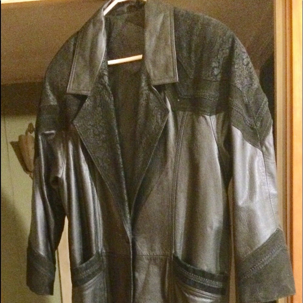 Ladies Long Leather Coat